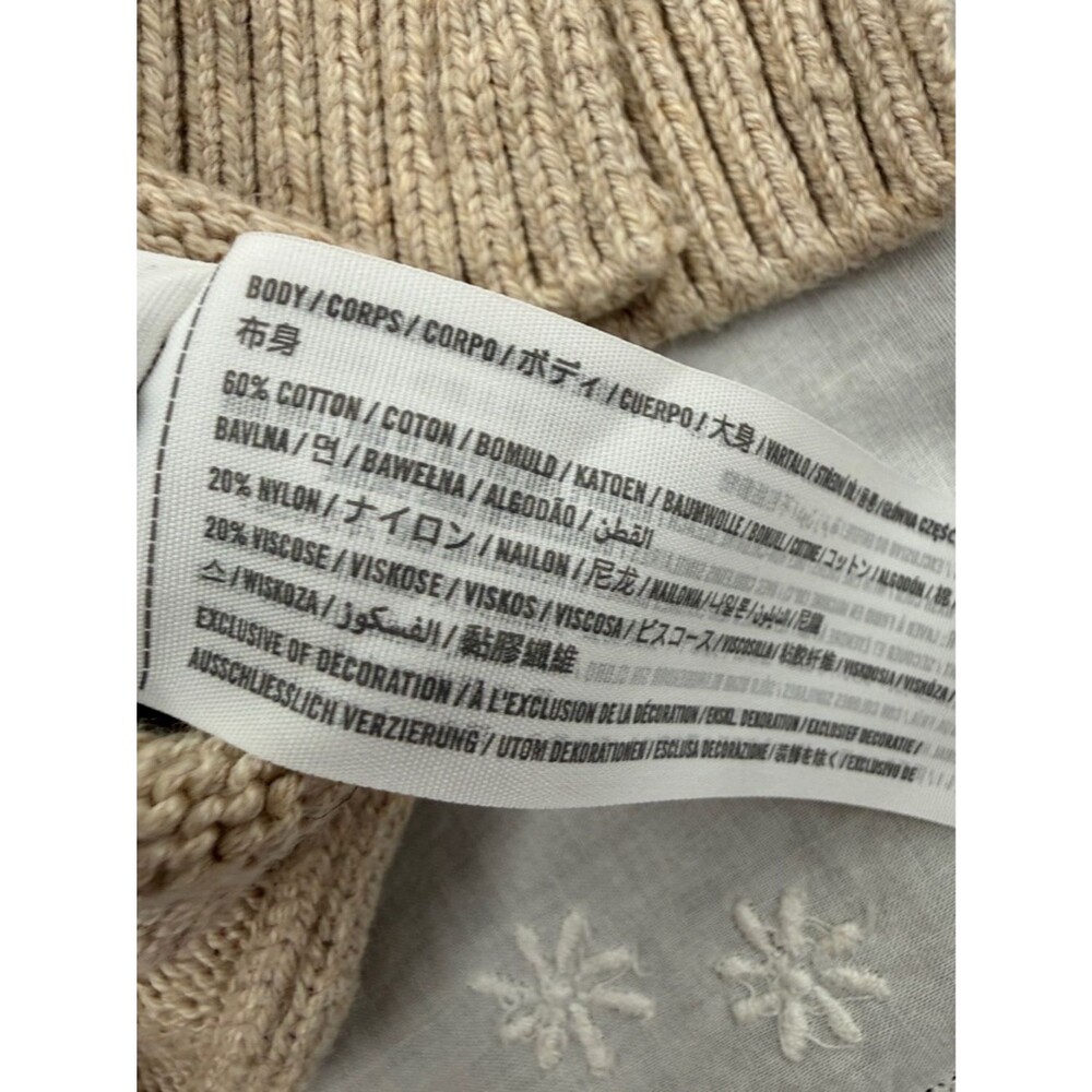Abercrombie & Fitch Sweater Wm Small Notch Neck Tan Knit Collar Pullover Chunky - Picture 7 of 7